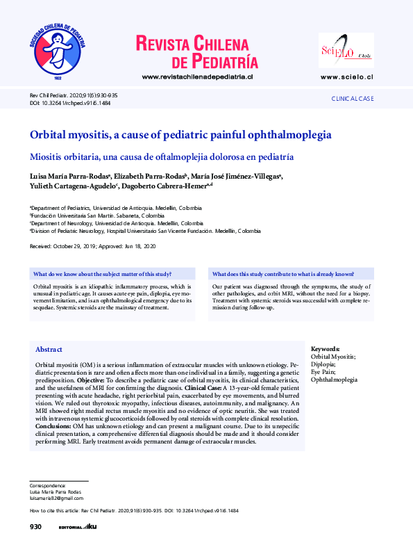 (PDF) [Orbital myositis, a cause of pediatric painful ophthalmoplegia ...