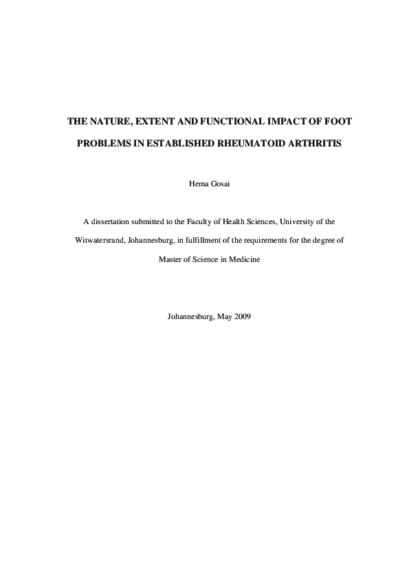 (PDF) The nature, extent and functional impact of foot problems in ...