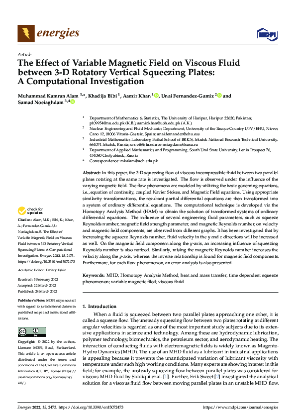 (PDF) The Effect of Variable Magnetic Field on Viscous Fluid between 3 ...