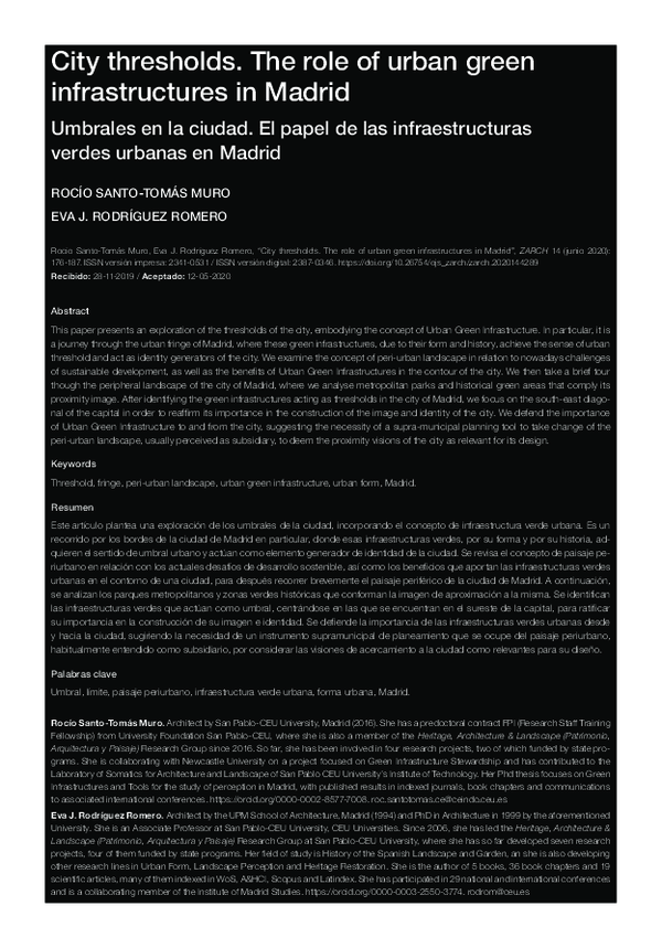 (PDF) City Thresholds. The role of urban green infrastructures in Madrid