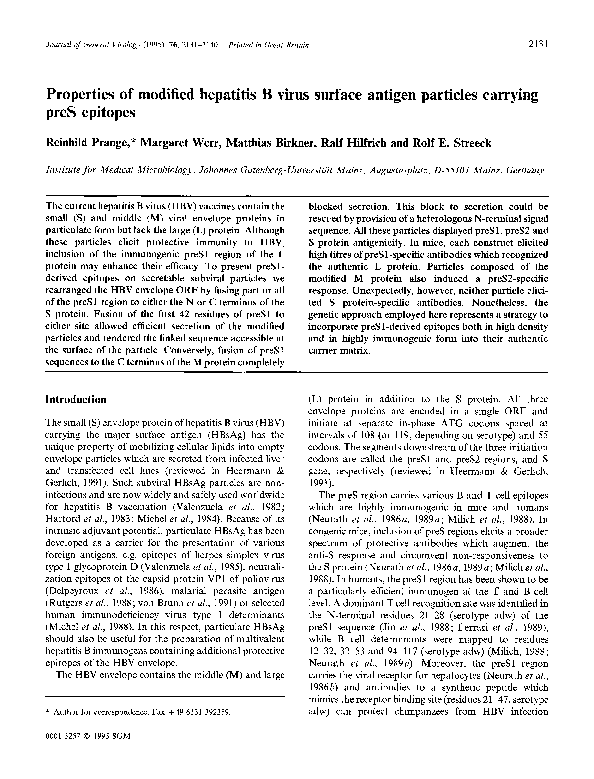 (PDF) Properties of modified hepatitis B virus surface antigen ...