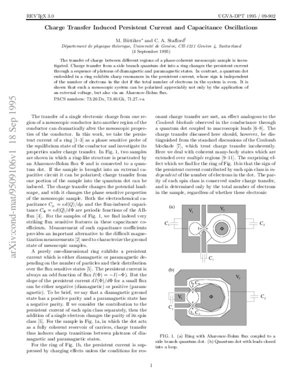 (PDF) Charge Transfer Induced Persistent Current and Capacitance ...