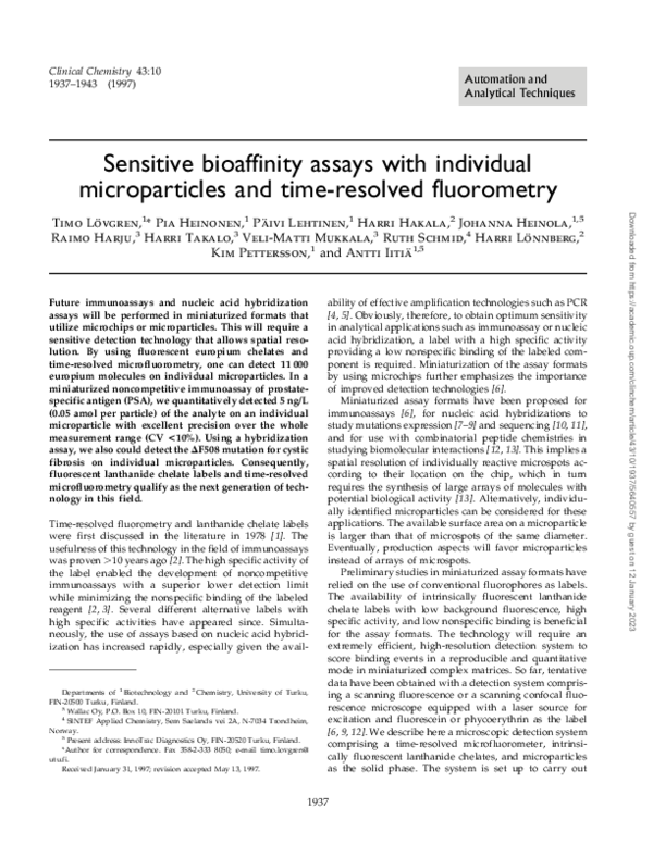 (PDF) Sensitive bioaffinity assays with individual microparticles and ...