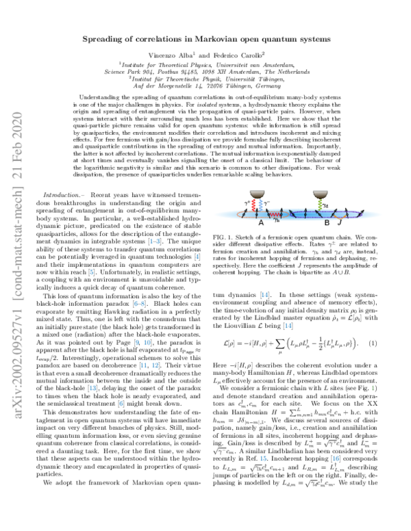(PDF) Spreading of correlations in Markovian open quantum systems