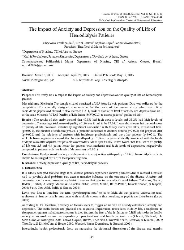 (PDF) The Impact of Anxiety and Depression on the Quality of Life of ...