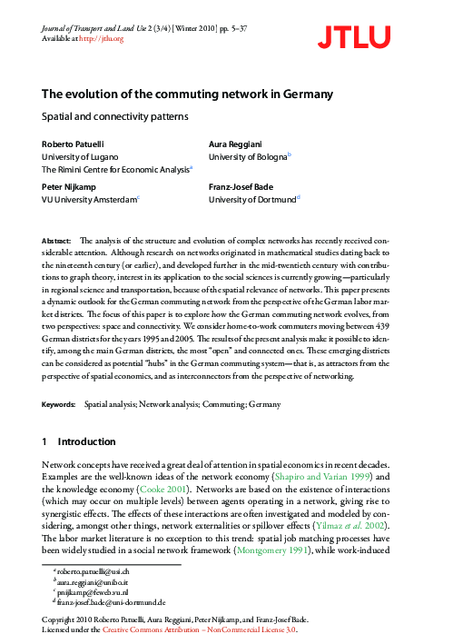 (PDF) The evolution of the commuting network in Germany: Spatial and ...