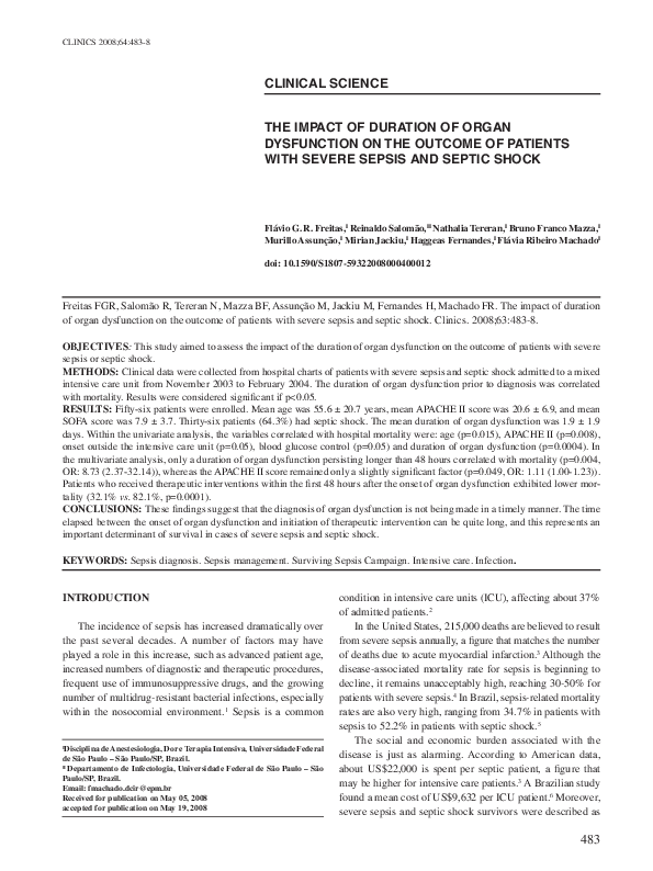 (PDF) The Impact of Duration of Organ Dysfunction on the Outcome of ...