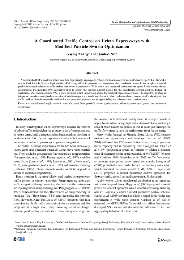 (PDF) A coordinated traffic control on urban expressways with modified ...