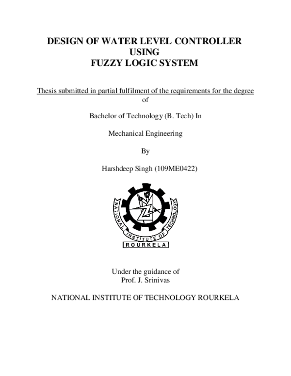 (PDF) Design of water level controller using fuzzy logic system
