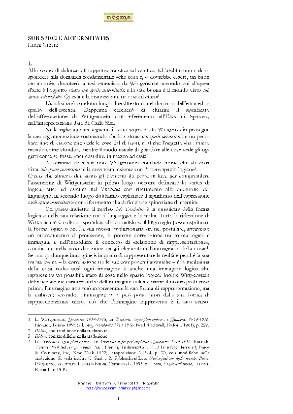 (PDF) Sub specie aeternitatis (ITA)