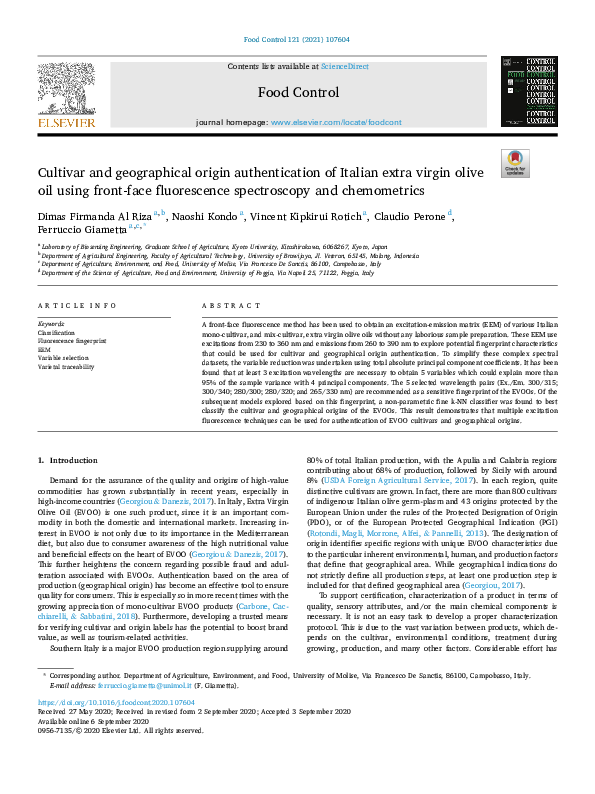 (PDF) Cultivar and geographical origin authentication of Italian extra ...