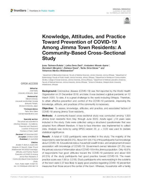 (PDF) Knowledge, Attitudes, and Practice Toward Prevention of COVID-19 ...