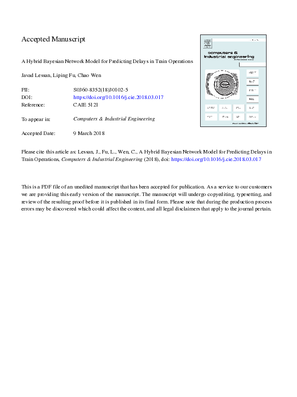 (PDF) A hybrid Bayesian network model for predicting delays in train ...