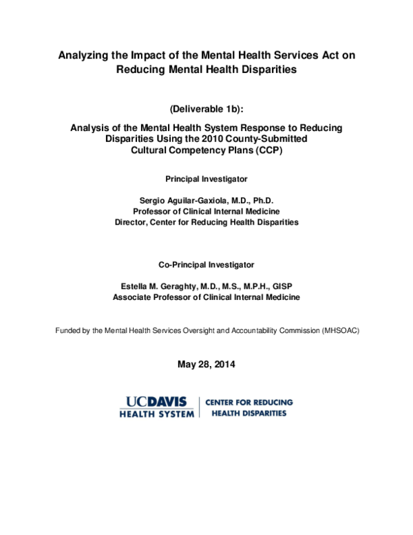 (PDF) Analyzing the Impact of the Mental Health Services Act on ...