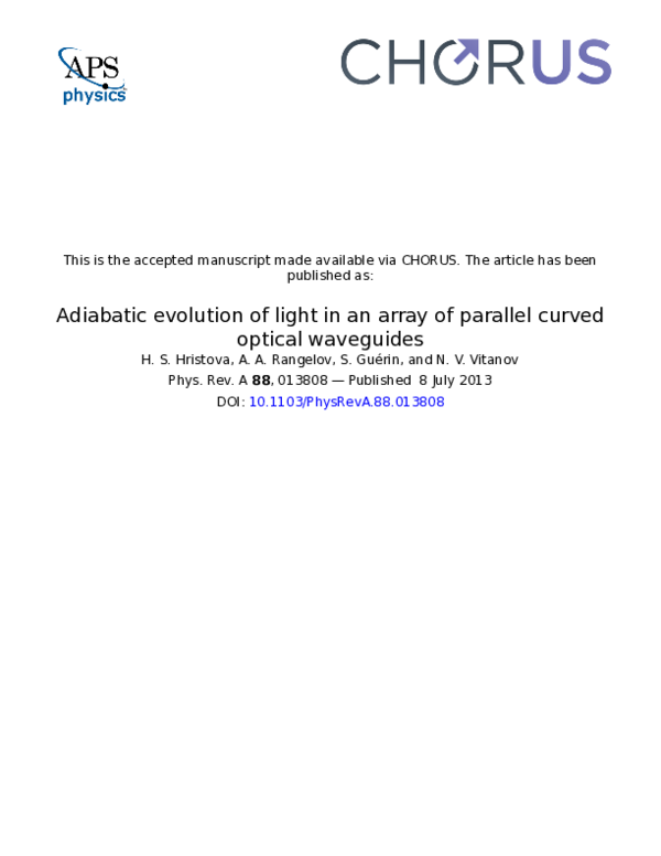 (PDF) Adiabatic evolution of light in an array of parallel curved ...