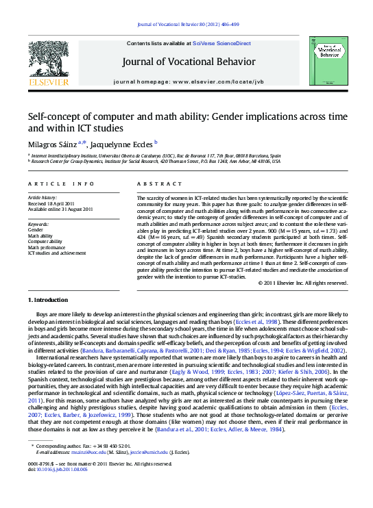 (PDF) Self-concept of computer and math ability: Gender implications ...
