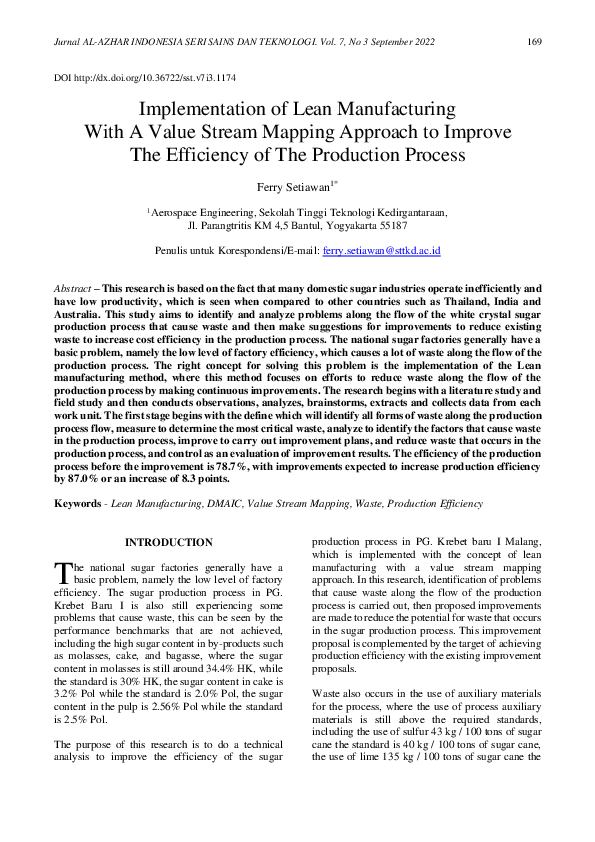 (PDF) Implementation of Lean Manufacturing With A Value Stream Mapping ...