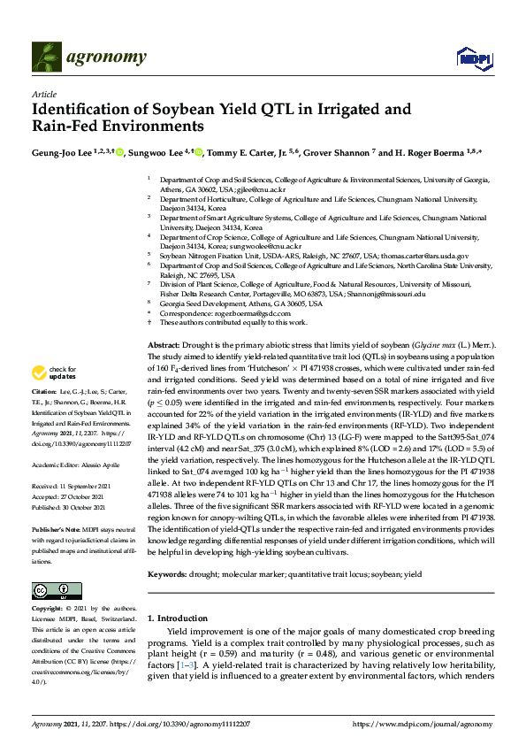 (PDF) Identification of Soybean Yield QTL in Irrigated and Rain-Fed ...