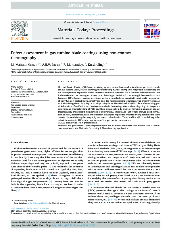 (PDF) Defect assessment in gas turbine blade coatings using non-contact ...
