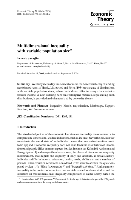 (PDF) Multidimensional inequality with variable population size