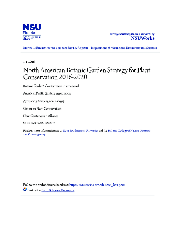 (PDF) North American Botanic Garden Strategy for Plant Conservation ...