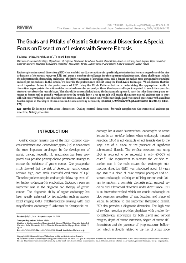 (PDF) The Goals and Pitfalls of Gastric Submucosal Dissection: A ...