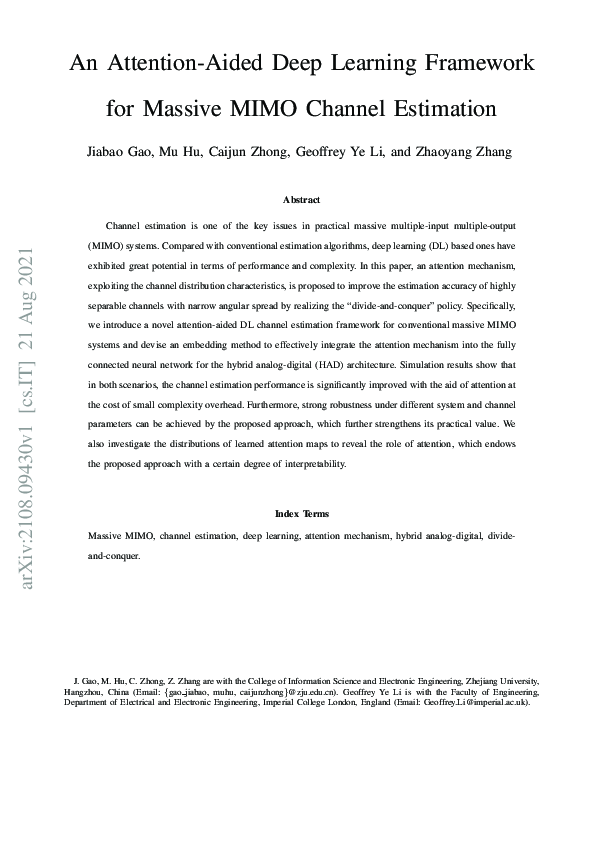 (PDF) An Attention-Aided Deep Learning Framework for Massive MIMO ...