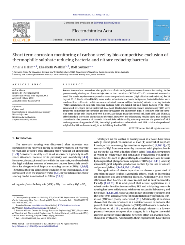 (PDF) Short term corrosion monitoring of carbon steel by bio ...