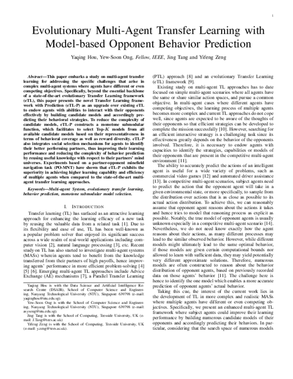 (PDF) Evolutionary Multiagent Transfer Learning With Model-Based ...