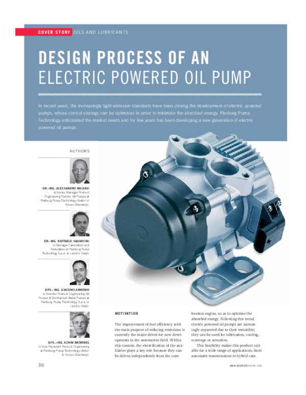 (PDF) Design Process of an Electric Powered Oil Pump