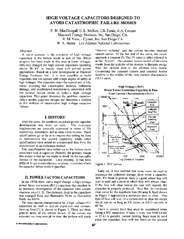 (PDF) High voltage capacitors designed to avoid catastrophic failure modes
