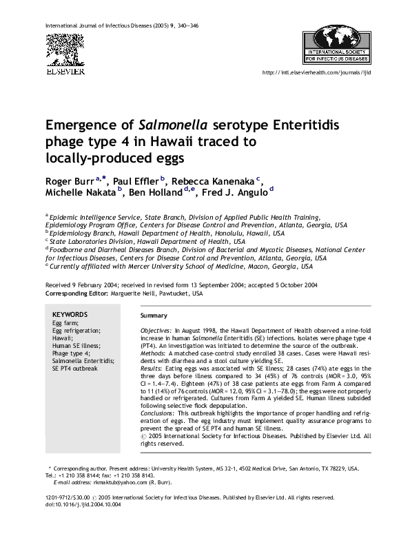 (PDF) Emergence of Salmonella serotype Enteritidis phage type 4 in ...
