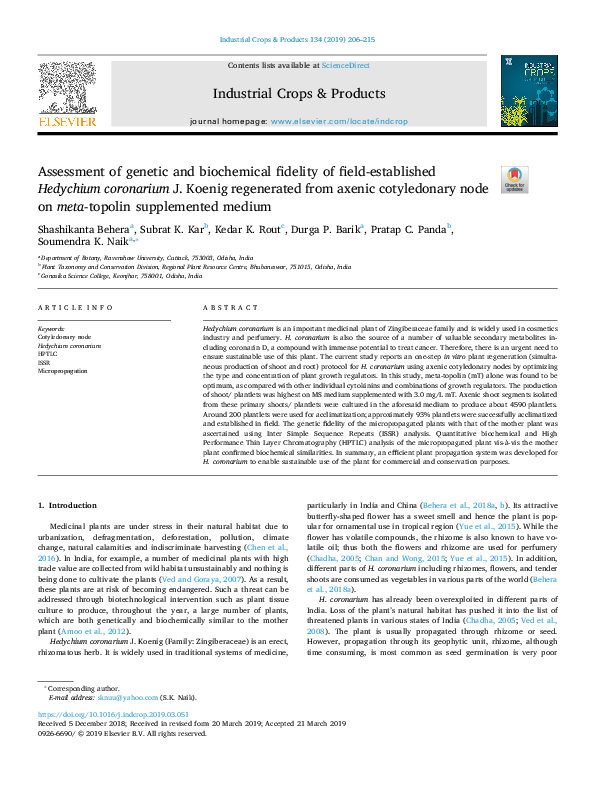 (PDF) Assessment of genetic and biochemical fidelity of field ...