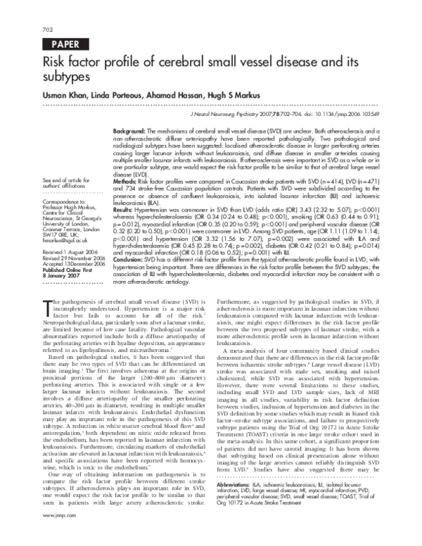 (PDF) Risk factor profile of cerebral small vessel disease and its subtypes