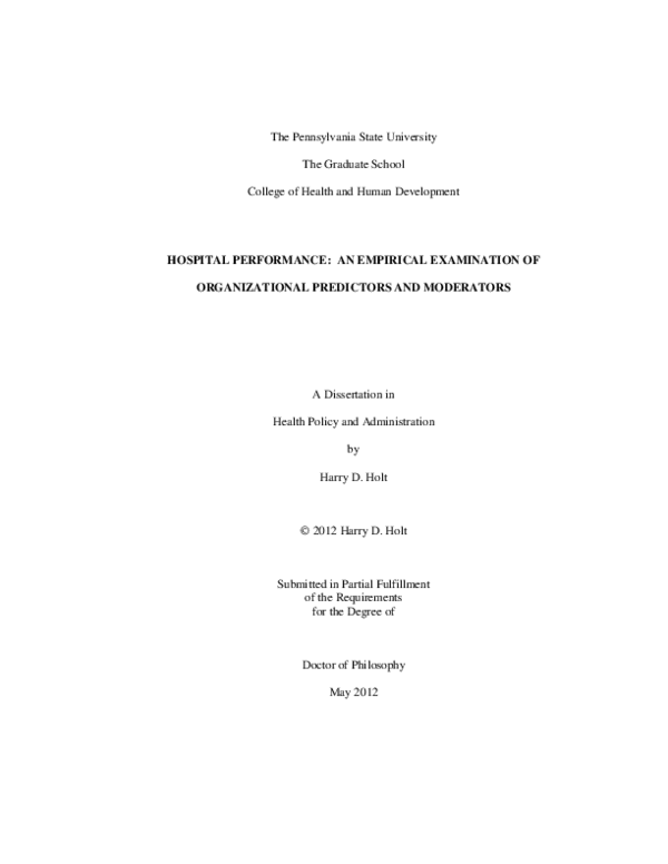 (PDF) Hospital performance: An empirical examination of organizational ...
