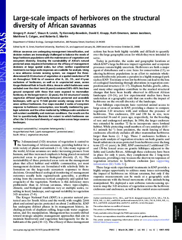 (PDF) Large-scale impacts of herbivores on the structural diversity of ...
