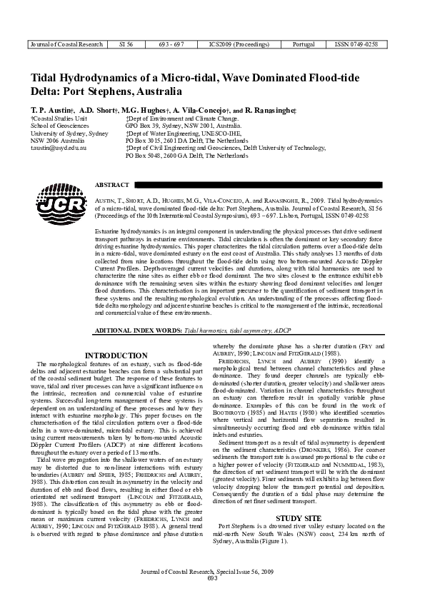 (PDF) Tidal hydrodynamics of a micro-tidal, wave dominated flood-tide ...