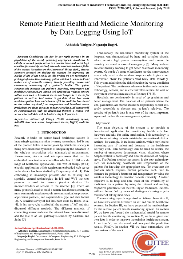 (PDF) Remote Patient Health and Medicine Monitoring by Data Logging ...