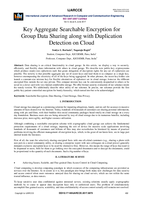 (PDF) Key Aggregate Searchable Encryption for Group Data Sharing along ...