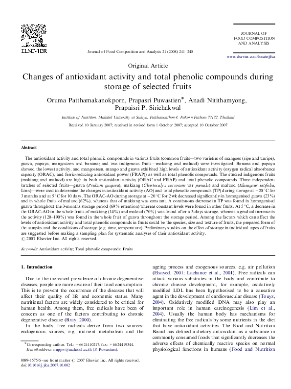 (PDF) Changes of antioxidant activity and total phenolic compounds ...