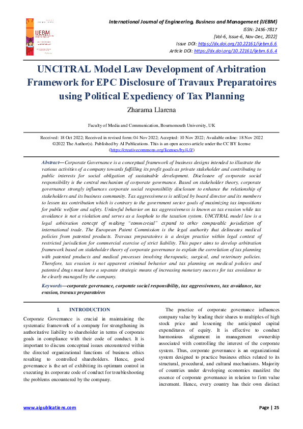 (PDF) UNCITRAL Model Law Development of Arbitration Framework for EPC ...