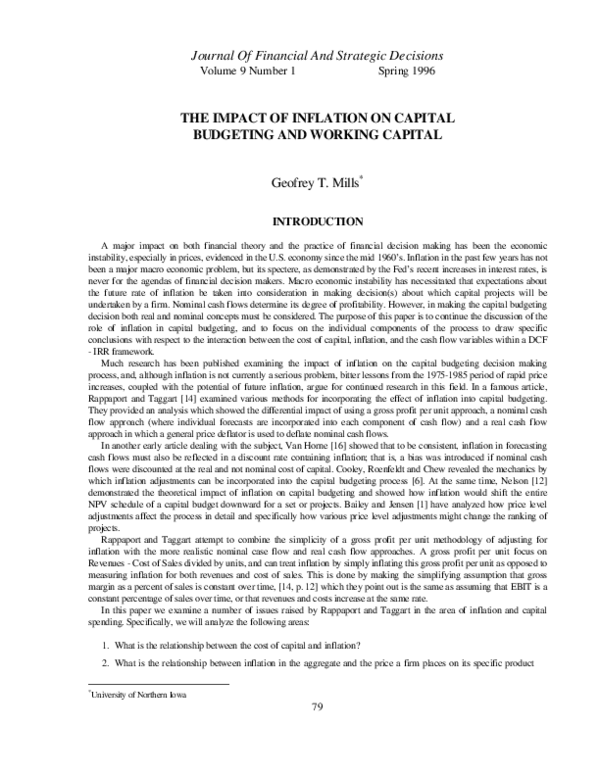 (PDF) The Impact of Inflation on Capital Budgeting and Working Capital