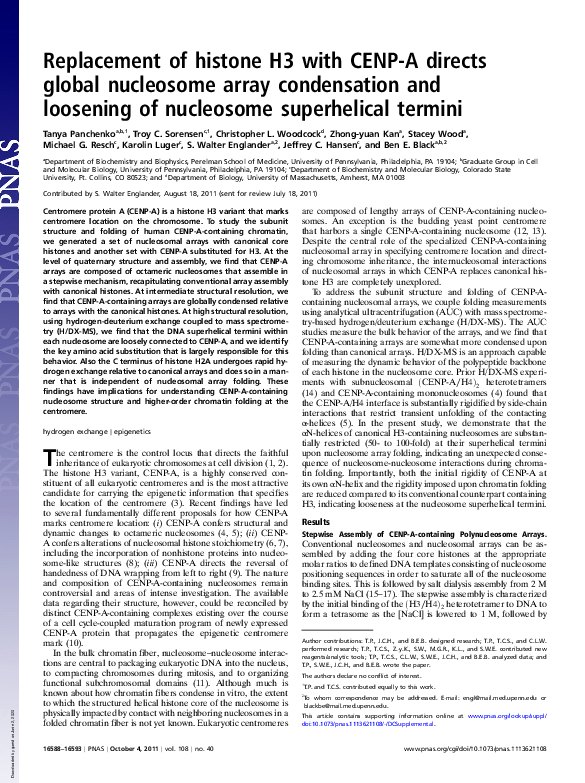 (PDF) Replacement of histone H3 with CENP-A directs global nucleosome ...
