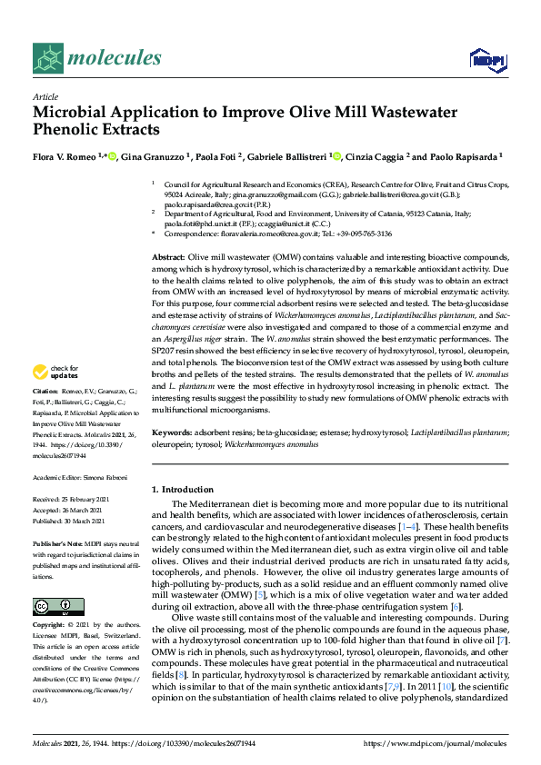 (PDF) Microbial Application to Improve Olive Mill Wastewater Phenolic ...
