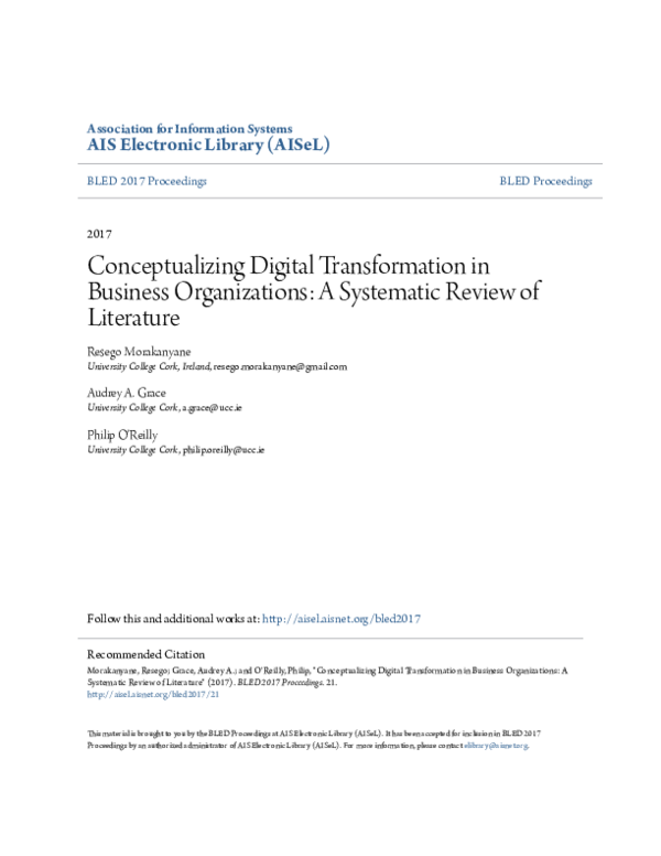 (PDF) Conceptualizing Digital Transformation in Business Organizations ...