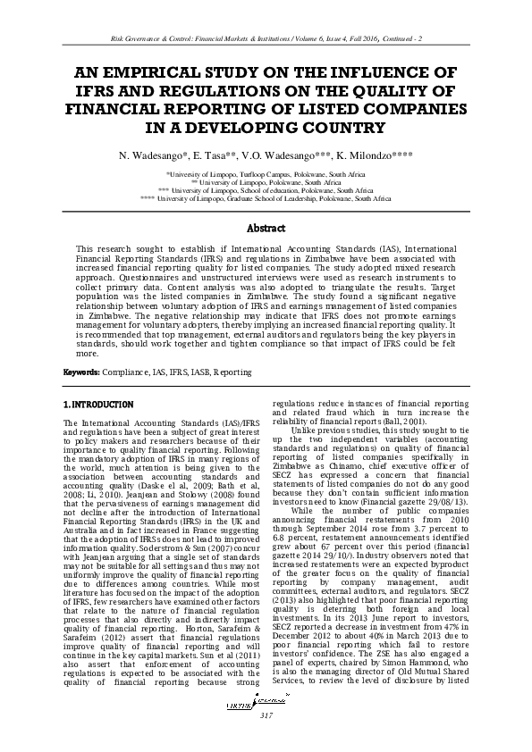 (PDF) An Empirical Study on the Influence of Ifrs and Regulations on ...