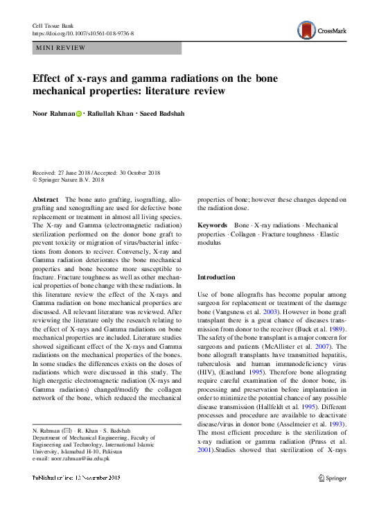 (PDF) Effect of x-rays and gamma radiations on the bone mechanical ...