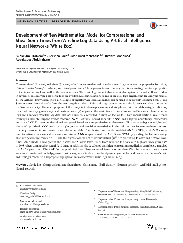 (PDF) Development of New Mathematical Model for Compressional and Shear ...
