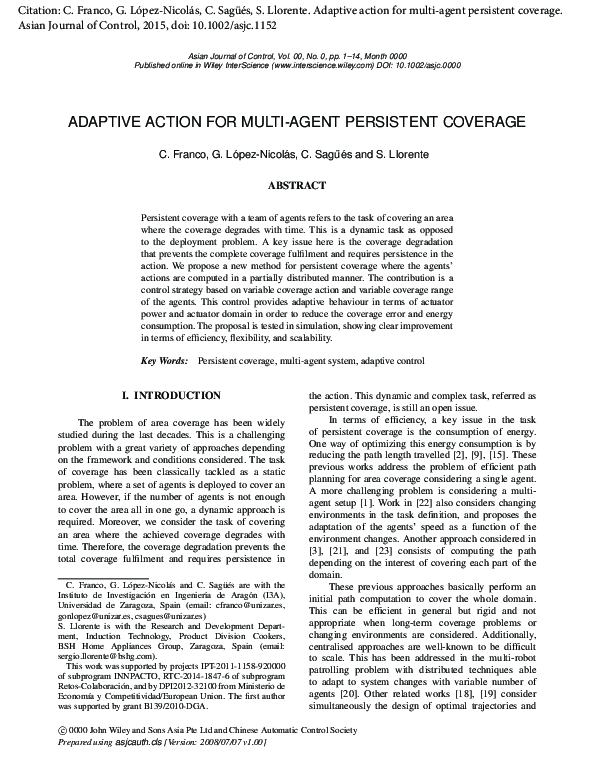 (PDF) Adaptive Action for Multi-Agent Persistent Coverage