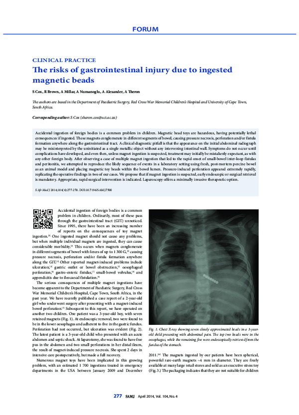 (PDF) The risks of gastrointestinal injury due to ingested magnetic beads